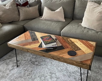 Traditional Herringbone Coffee Table With Customizable Length and Color Living Room Furniture and Decor