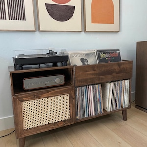 Add RATTAN DOORS to any Media Console or Record Storage Unit see description customize your unit Boho Living Room Furniture