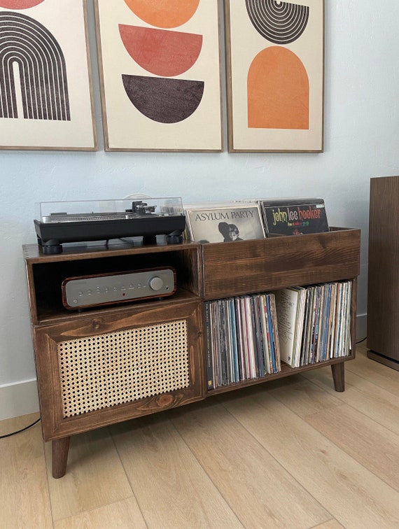 Add RATTAN DOORS to any Media Console or Record Storage Unit see description customize your unit Boho Living Room Furniture Etsy