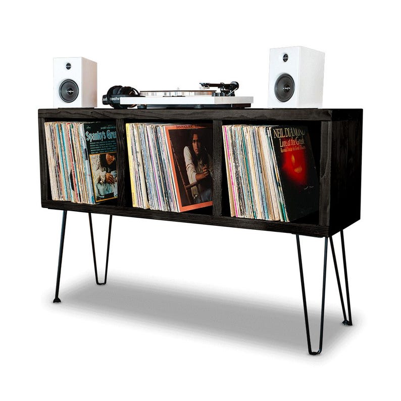 Vinyl Record Storage, Record Player Stand Schwarz