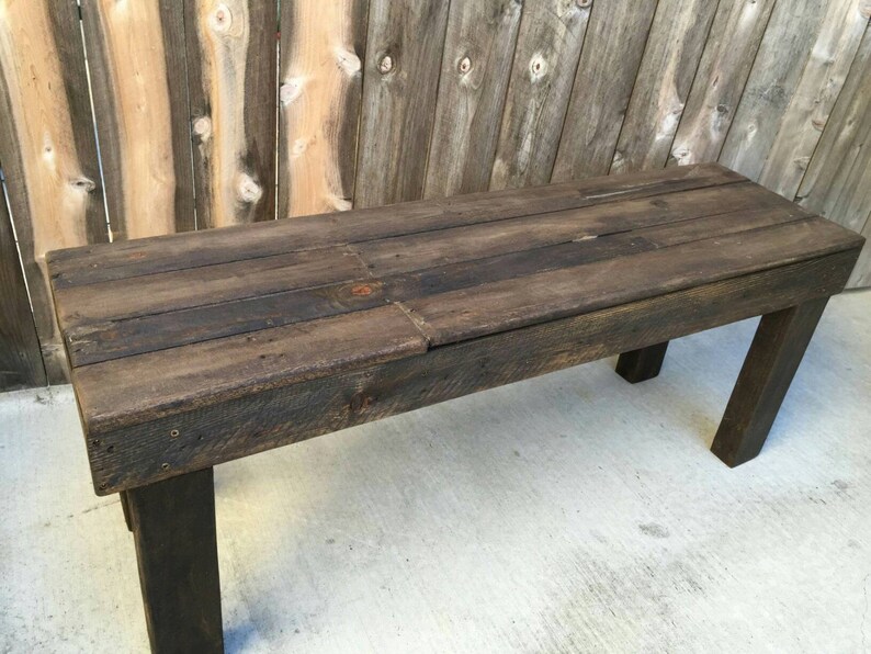 Dark Walnut Reclaimed Wood Bench Craft Furniture Rustic Etsy