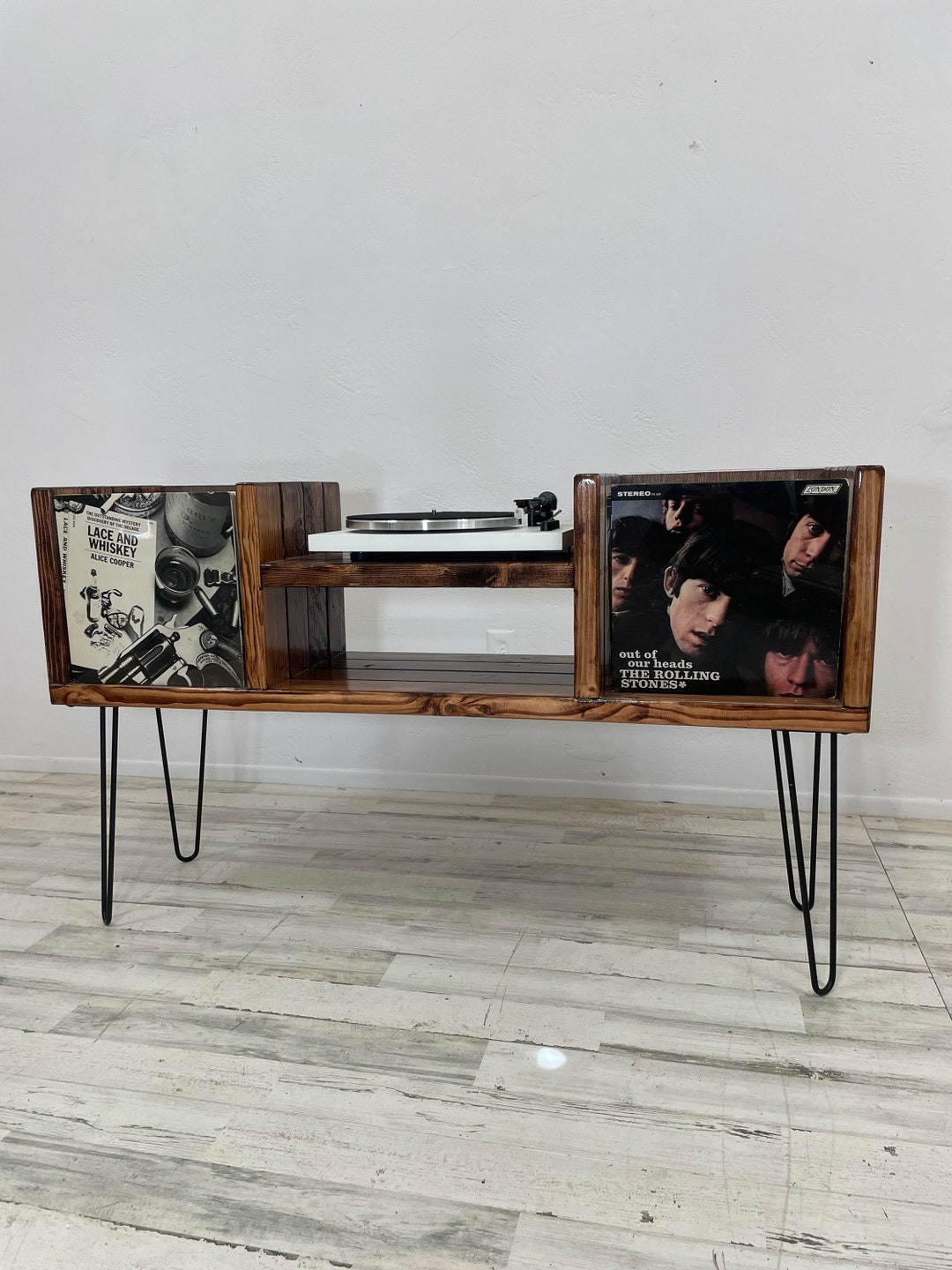 Vinyl Record Display Turntable Stand Receiver Shelf With Front Facing ...