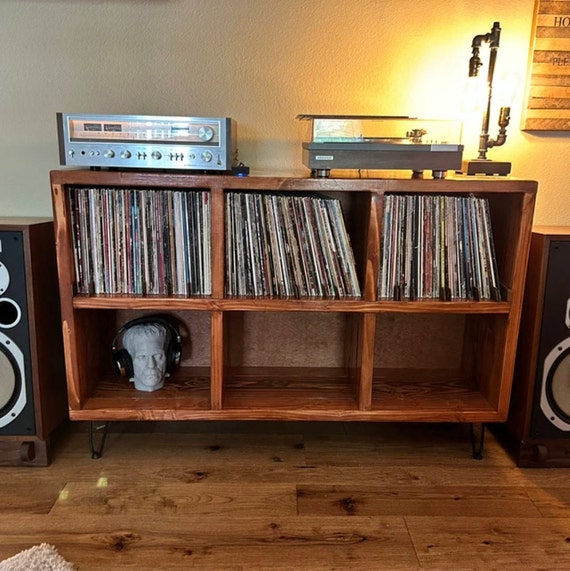 Charcoal Black Vinyl Record Album Storage Cube and Stackable Shelf