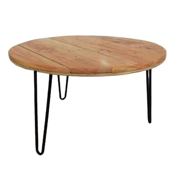 Real Wood Circle Coffee Table Choose Color and Size Sealed with Polyurethane Handmade In Usa Customizable options