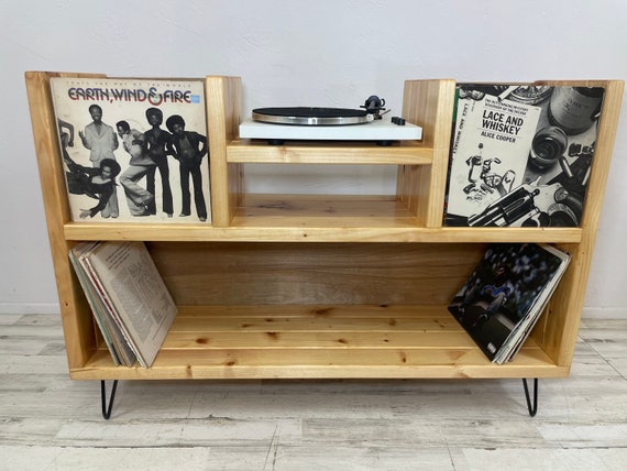 Media console vinyl storage discount