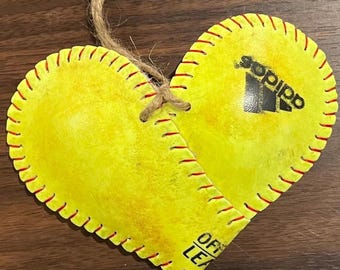 Softball Heart, Softball Ornament, Softball Player, Softball Coach, Player Memento, Highschool Senior, Sports decor, Homecoming MUM Ball Mom