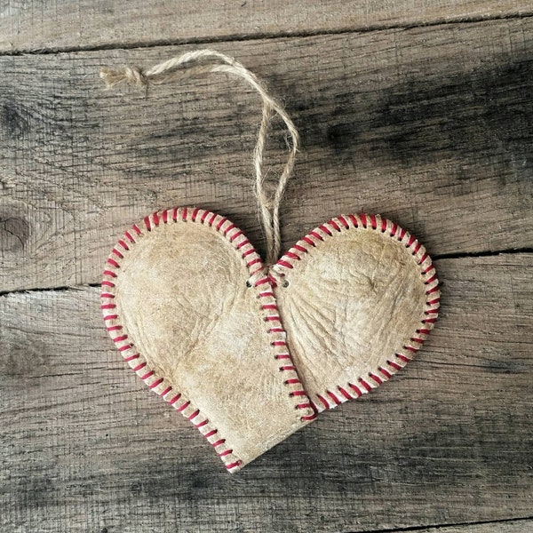 Baseball Heart, Softball heart, Baseball Ornament, Softball Ornament, Baseball Player Ornament, Softball Player Ornament Upcycled Gift Idea