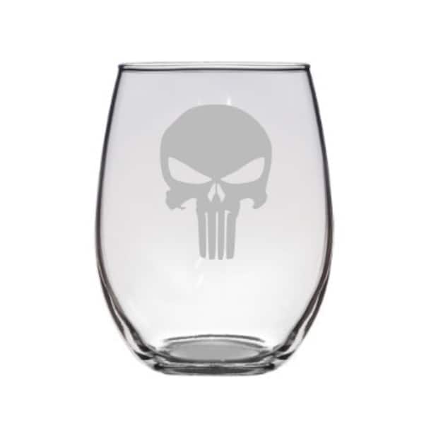 The Punisher Etched Wine Glass