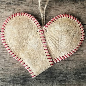 Baseball Heart, Softball heart, Baseball Ornament, Softball Ornament, Baseball Player Ornament, Softball Player Ornament Upcycled Gift Idea