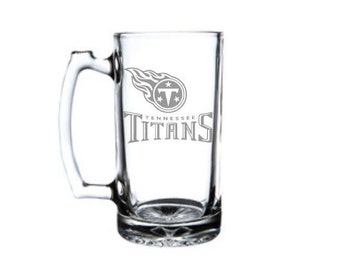 Tennessee Titans Glass Beer Mug, Etched Beer Mug, Team Logo, Any Design You Can Imagine