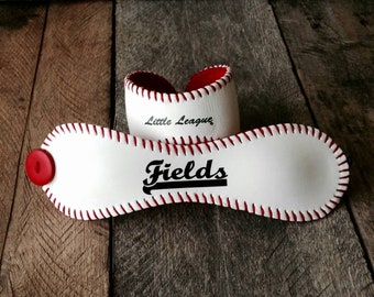 Baseball Cuff Bracelet / Personalized Baseball Bracelet/Baseball Cuff Bracelet with Player's Name/Real Baseball Jewelry/Baseball Mom Gift