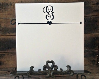 Ceramic Tile - Monogrammed Dry Erase Family Notes Tile, Monogrammed Dry Erase Family Menu Tile, Custom Family Gift Idea