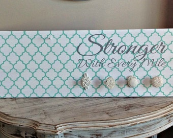 Race Bib and Medal Display - "Stronger With Every Mile"