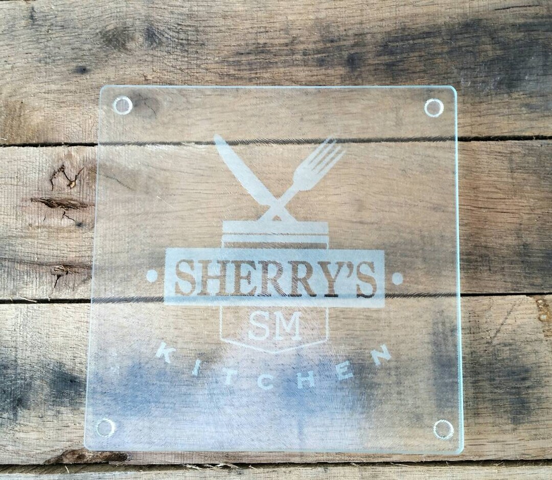 Personalized, Etched Glass Cutting Board, Customized Glass Cutting