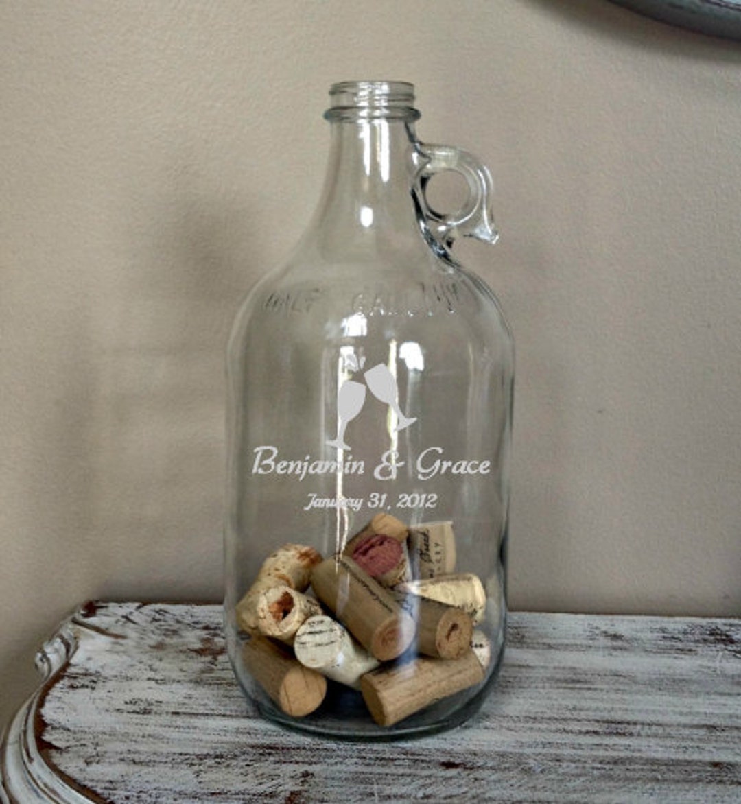 Personalized, Etched Growler With Custom Wedding Monogram, Personalized
