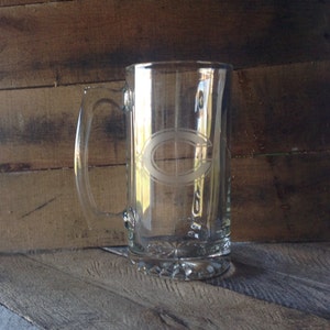 Chicago Bears Logo Etched Glass Beer Mug, Etched Beer Mug, Team Logo ...
