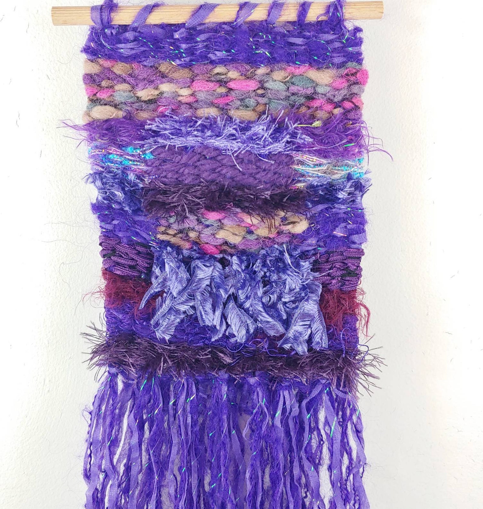 Purple Woven Wall Art Purple Wall Hanging Wool Wall Art Etsy
