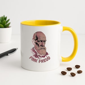 Funny Psychology Coffee Mug - Pink Freud Parody Cup, Therapist Gift, 11oz and 15oz Ceramic, Psych Humor