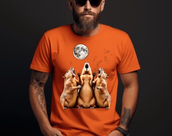 Three Capybaras Howling at the Moon T-Shirt - Funny Animal Retro Nature Lovers Gift