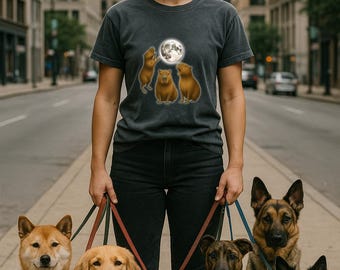 Capybara T-Shirt - Three Capybaras Howling at the Moon Comfort Colors Cotton Graphic Tee
