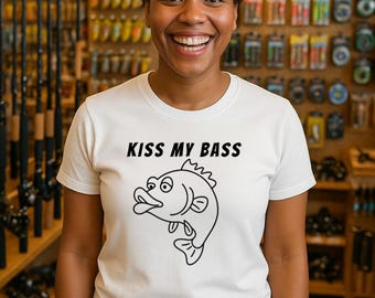 Kus Mijn Baarzen T-shirt | Grappig katoenen T-shirt met grafische print voor vissen - cadeau voor sarcastische visser