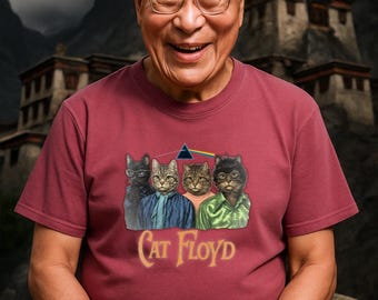 T-shirt Cat Floyd - Dark Side of the Meow - Maglietta grafica vintage con tema musicale