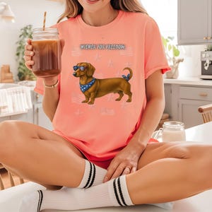 Dachshund Patriotic Unisex T-Shirt - 4th of July Funny Dog Shirt -USA Flag - American Pride Pet Tee