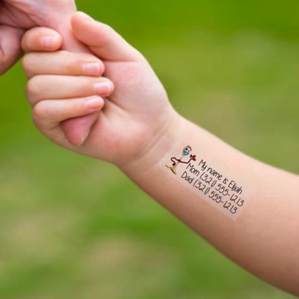 Child Safety Temporary Tattoo - Safety ID Tattoos - Emergency Contact Tattoos - Disneyland - Disneyworld Must Haves