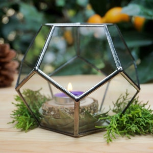 Customized Small Geometric Glass Terrarium, Candle Holder, Gifts for Gardeners, Succulent Planter, Holiday Gifts , Christmas Decor, Box