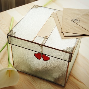 Large Glass Box, Wedding Card Box, Envelope Holder, Treasure Box, Wedding Box, Wedding Card Holder, Keepsake Box, Money Box, Envelope Holder