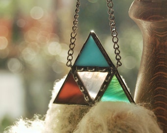 Triangle Necklace / Stained Glass Jewelry / Colorful Pendant/ Contemporary Jewelry/ Trendy Jewelry / Geometric Glass Jewelry / Gift for Her