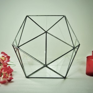 Large Geometric Terrarium, Stained Glass Terrarium, Planter for Indoor Gardening, Large Glass Box, Handmade Glass Terrarium, Home Decor