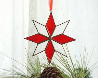 Christmas Tree Ornament, Christmas Gifts, North Star, Holiday Gifts, Christmas Suncatcher, Stained Glass, Xmas Decoration, Gifts for Her