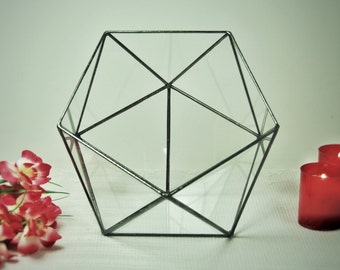 Large Geometric Terrarium, Stained Glass Terrarium, Planter for Indoor Gardening, Large Glass Box, Handmade Glass Terrarium, Home Decor