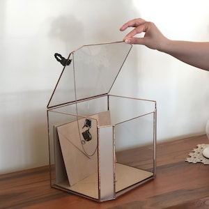 Hochzeitskartenbox mit Schloss, benutzerdefiniertes Andenken, Briefkasten, Umschlaghalter, personalisiertes Glasdisplay, Hochzeitskartenhalter mit Deckel und Schloss