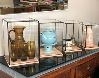 Caja de vidrieras con soporte de madera, caja de exhibición, caja de recuerdos, vitrina personalizada, vitrina transparente, caja de memoria, idea de regalo inspiradora