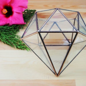 Diamond Geometric Terrarium, Handmade Planter, Stained Glass Terrarium, Indoor Gardening, Glass Container, Gifts for Her, Wedding Decoration image 4