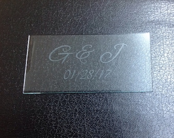 CUSTOMIZED GLASS With ETCHING, Names Dates and Etc.