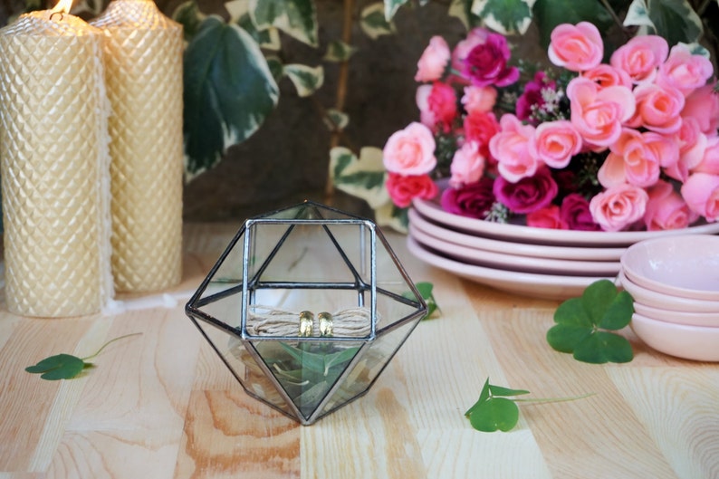 Wedding Ring Holder, Ring Bearer Box, Glass Ring Pillow, Ring Holder, Candle Holder, Ring Box, Jewelry Box, Proposal Ring Box, Mini Planter image 3