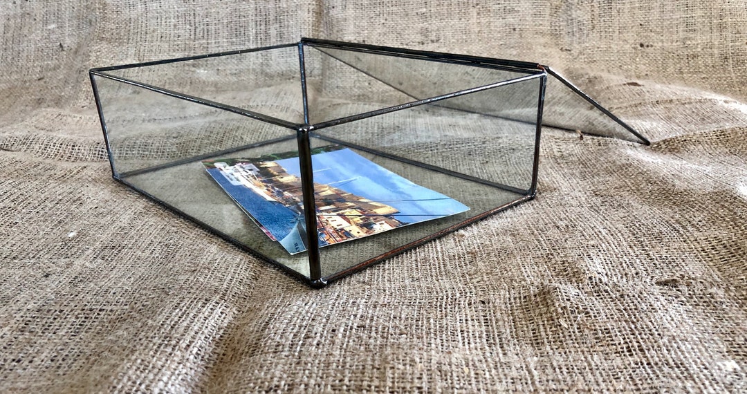 Customized Large Glass Jewelry Box, Wedding Keepsake Box, Photo Display