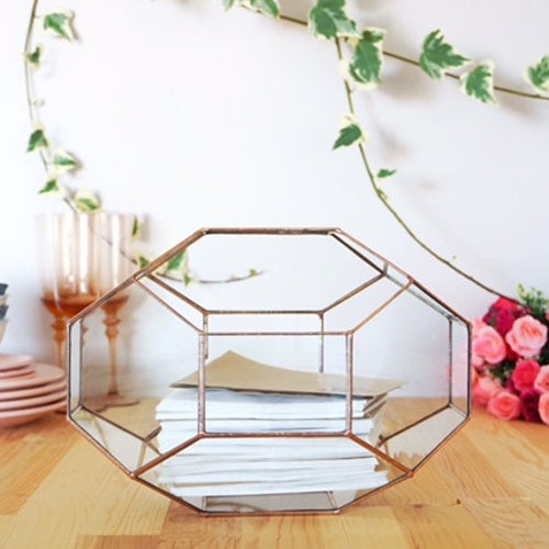 Large Geometric Glass Box, Customized shops Wedding Card Box, Wedding Card Holder, Envelope Holder, Large Terrarium, Wedding Centerpiece Keepsake