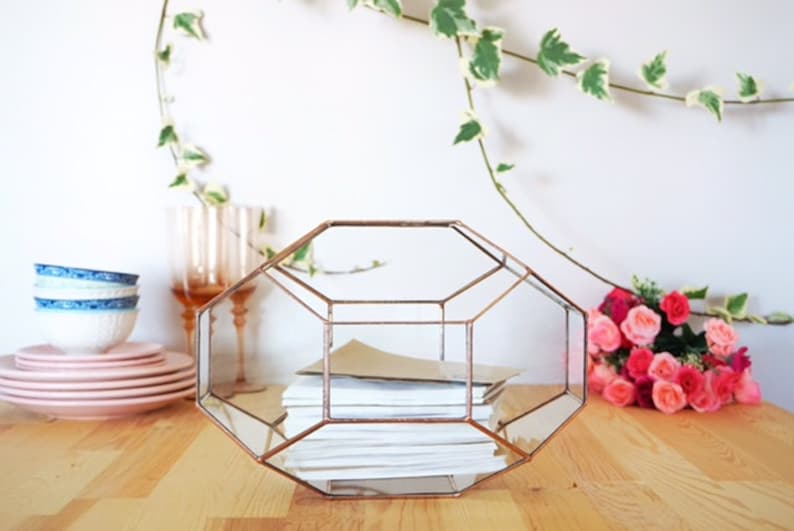 Large Geometric Glass Box, Customized Wedding Card Box, Wedding Card Holder, Envelope Holder, Large Terrarium, Wedding Centerpiece Keepsake image 5