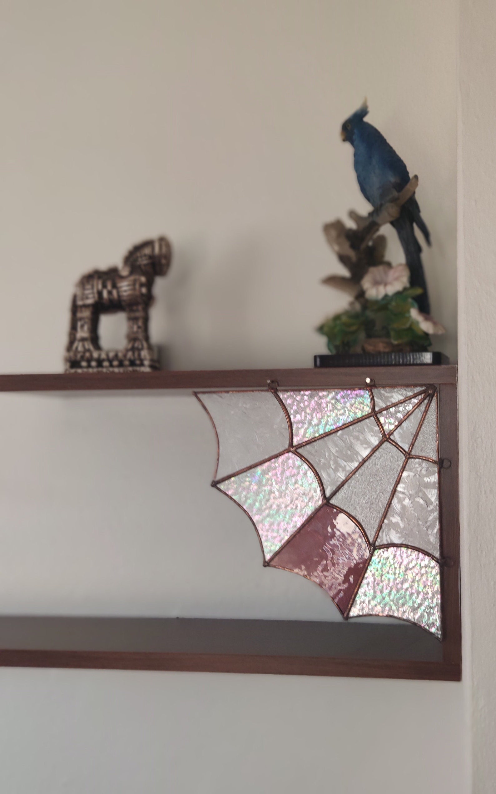 Stained Glass Spider Web Corner Sun Catcher