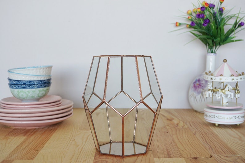 Geometric Glass Vase Candle Holder Wedding Candle Holder Etsy