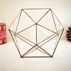 Large Geometric Terrarium Container, Christmas Gifts, Gifts for Gardeners, Copper Planter, Holiday Decor, Holiday Centerpiece, Holiday gift