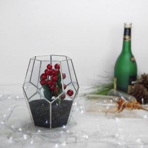 Geometric Glass Candle Holder, Christmas Candle Holder, Christmas Lights, Holiday Lights, Holiday Gifts, Copper Candle Holder Centerpiece image 2