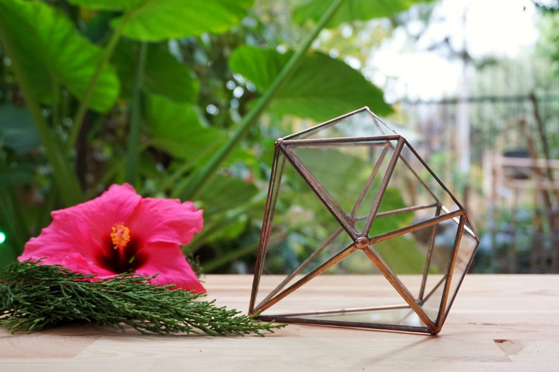 Diamond Geometric Terrarium, Handmade Planter, Stained Glass Terrarium, Indoor Gardening, Glass Container, Gifts for Her, Wedding Decoration image 3