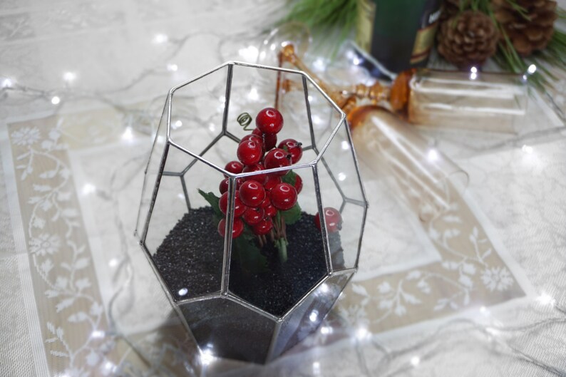 Geometric Glass Candle Holder, Christmas Candle Holder, Christmas Lights, Holiday Lights, Holiday Gifts, Copper Candle Holder Centerpiece image 4