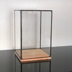 13x13x20cm Stained Glass Box with Wood Stand, Display Box with Wooden Base, Keepsake Box, Customized Display Case, Clear Showcase,Memory Box