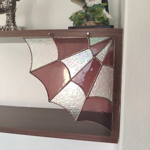 Stained glass spider web for the corners, Handmade suncatcher, Hanging window corner web, Iridescent stained glass art, New home gift image 7